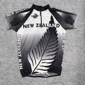 Vintage Cima New Zealand Cycling Jersey Silver Fern Black White Small